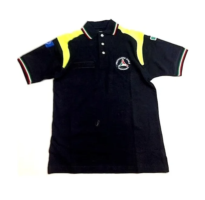 Polo tricolore in cotone Protezione Civile maniche corte con toppe